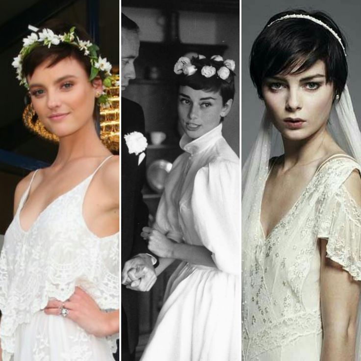 four different pictures of women in wedding gowns and tiaras, one is wearing a veil