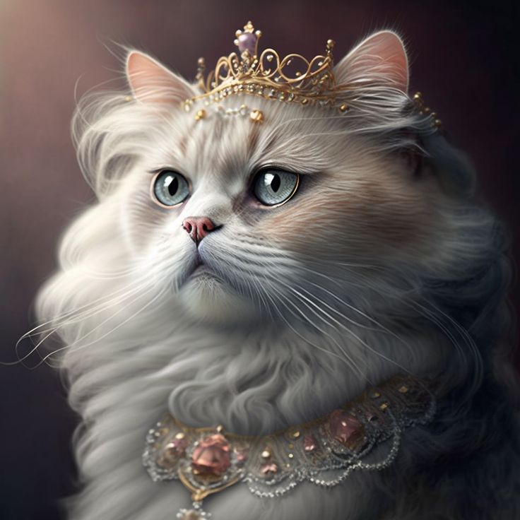 a painting of a cat wearing a tiara