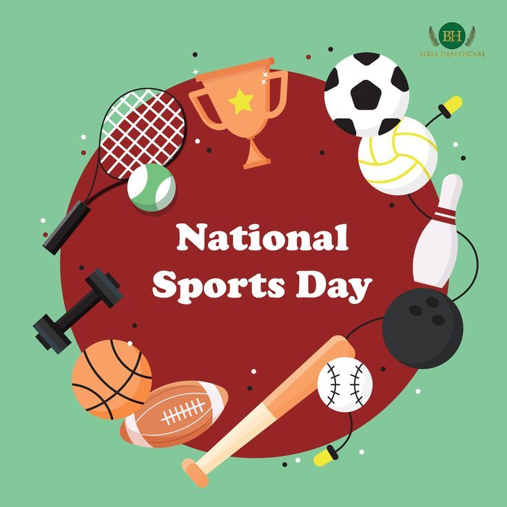 the national sports day poster with various items