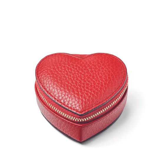 Heart Ring Box in Cardinal Red Pebble Heart Ring Box, London Brands, Leather Jewellery, Two Rings, Leather Jewelry Box, Leather Accessory, Leather Ring, Leather Box, Aspinal Of London