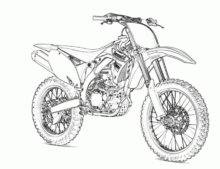 a drawing of a dirt bike is shown in this black and white photo, it appears to be an outline