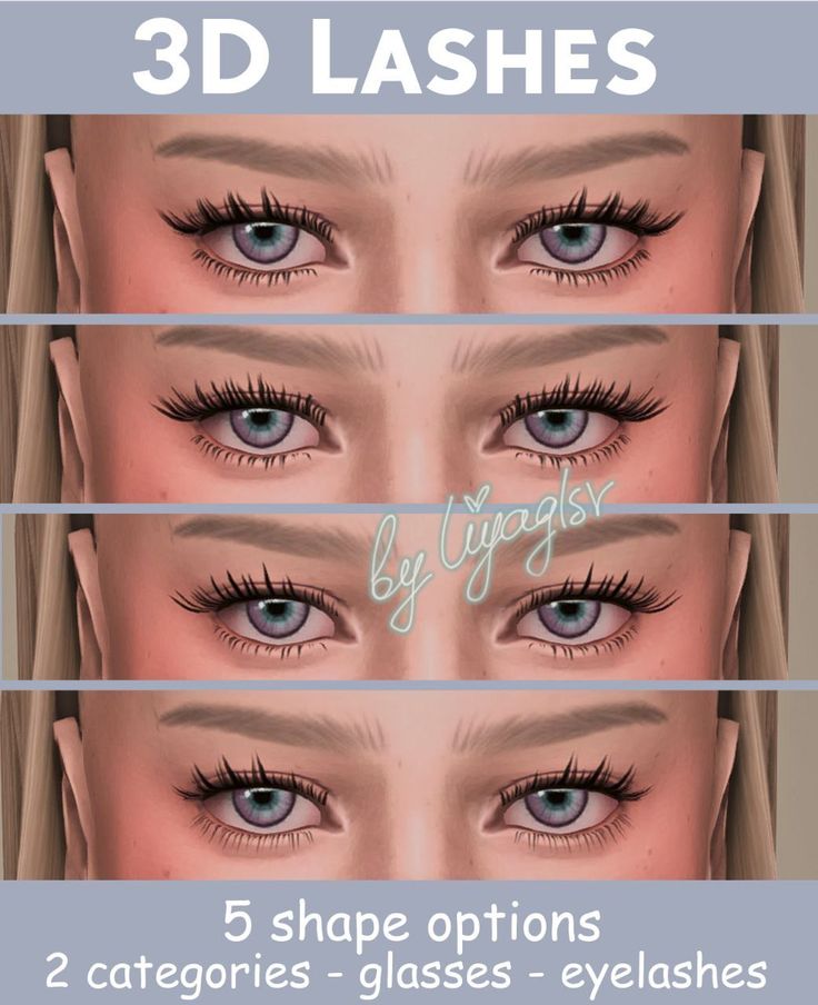 three different types of eyelashes with the text, 3d lashes by lily's eyes