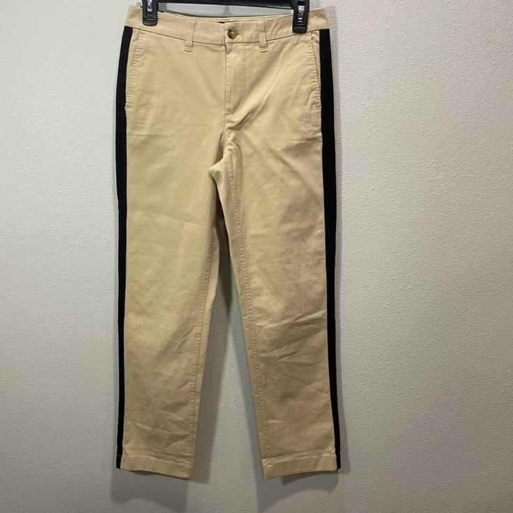 J Crew High Rise Girlfriend Chino Pants Side Stripe Nwt Mustard Yellow Pants, Navy Blue Chinos, Everyday Leggings, Pink Trousers, Polka Dot Pants, Yellow Pants, Cotton Linen Pants, Stretchy Pants, Preppy Casual