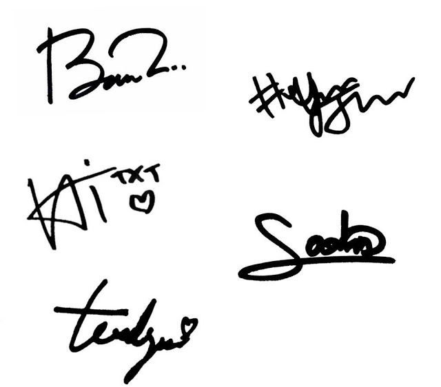 several autographs are shown in black and white