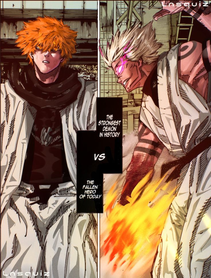 an image of two anime characters with fire coming out of their hands and one has orange hair