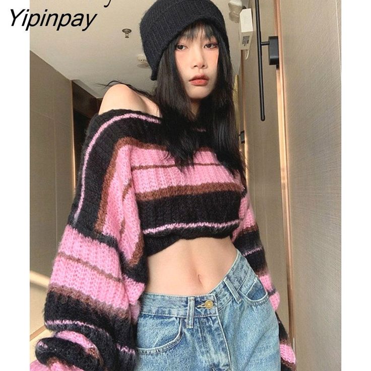 Shipping: Worldwide Express Shipping AvailableDelivery time: 🚚7-15Days Fast ShippingReturns: Fast refund,💯100% Money Back Guarantee.Brand Name: ZadilyClothing Length: ShortMaterial: PolyesterDecoration: SplicedCollar: O-NeckElasticity: Slight StrechSleeve Style: RegularStyle: Sexy & ClubPattern Type: stripedFit Type: LOOSEOrigin: Mainland ChinaCN: GuangdongSeason: Autumn/WinterSleeve Length(cm): FullThickness: STANDARDPlace Of Origin: China (Mainland)Pattern: Loose-fittingAge: 18-24Percentage Pink Cropped Sweater, Clubwear Outfits, Crop Top Tees, Backless Mini Dress, Style Pink, Mini Dresses For Women, Sweater Women, Cropped Sweater, Striped Long Sleeve