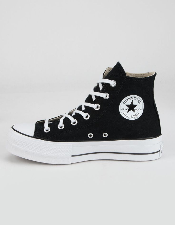 CONVERSE Chuck Taylor All Star Lift Platform Womens High Top Shoes - BLK/WHT | Tillys Hughtop Converse, Trendy Converse Nordstrom, Converse High Tops Platform Black, Womens High Top Shoes, Converse Platform, Shoes For School, Chuck Taylor All Star Lift, Trendy Shoes Sneakers, Dr Shoes