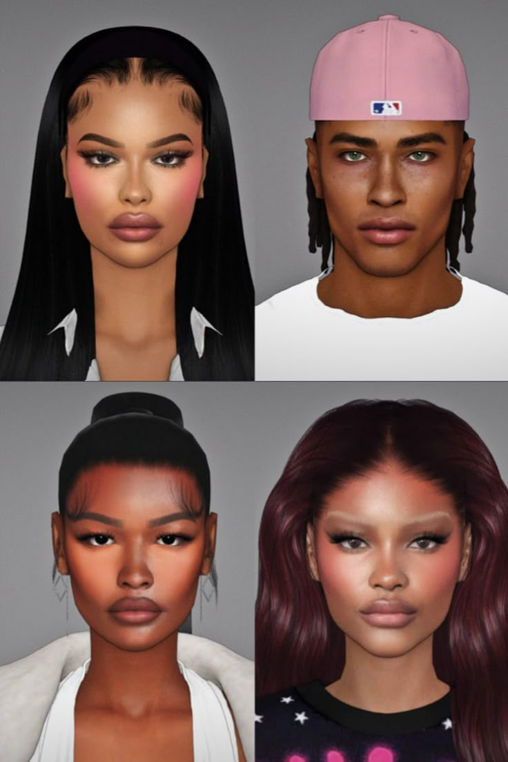 four different types of women's hair and make - up for the simss