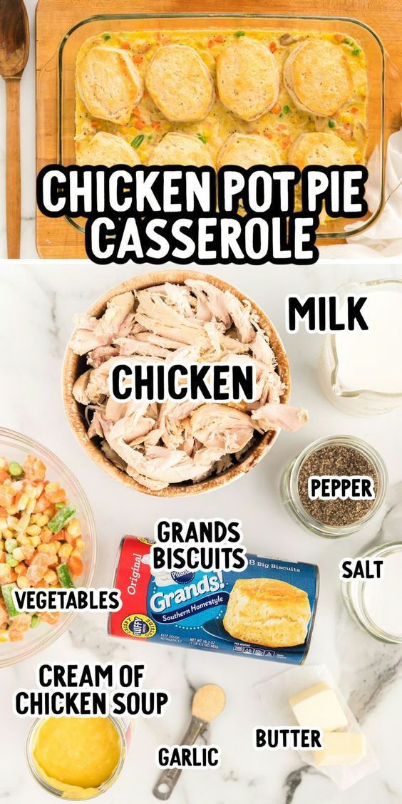 Chicken Pot Pie Casserole Biscuit Chicken Pot Pie, Easy Chicken Pot Pie Recipe, Pot Pie Casserole, Chicken Pot Pie Casserole, Homemade Chicken Pot Pie, Easy Chicken Pot Pie, Easy Pie Recipes, Chicken And Biscuits, Easy Dinner Recipe