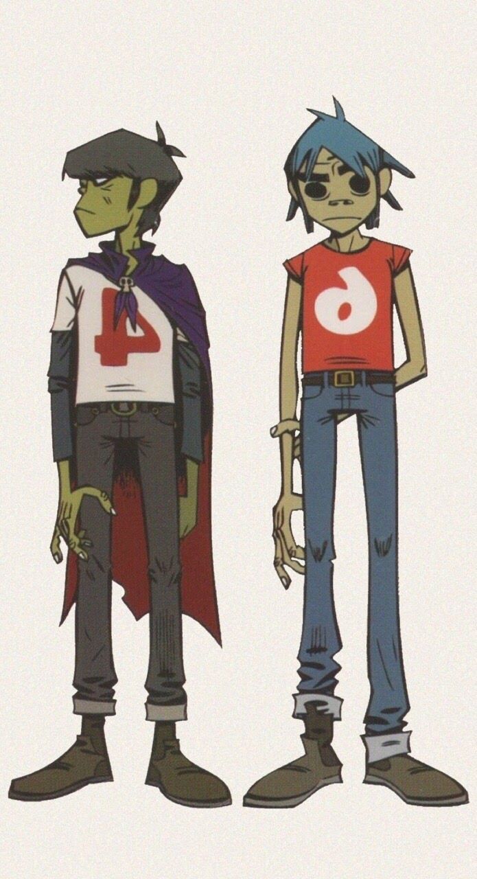 two cartoon characters standing next to each other in front of a white background with the number six on it