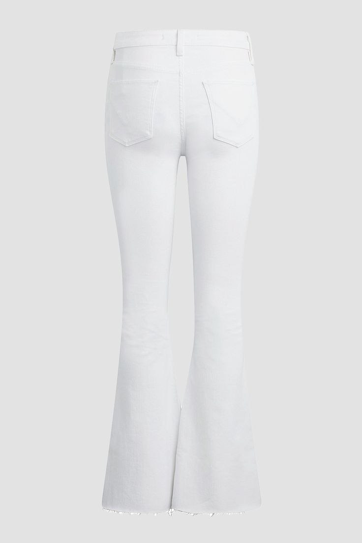 Description Our Holly High-Rise Flare Barefoot Jean in Spring White is cut with a shorter inseam to hit below the ankle from premium super stretch denim. It features an elevated waistline, classic five-pocket details, and a fitted leg that breaks at the knee. Product Details Front Rise: 11", Leg Opening: 22.5", Inseam: 30"Model Height 5'9"Model wearing size 25Measurements based on size 27 Fit & Care Content: 90% Cotton, 8% Recycled Polyester, 2% ElastaneMachine wash cold with like colorsDo not b White Mid-rise Flare Jeans With Frayed Hem, White Mid-rise Flare Jeans With Five Pockets, White Fitted Full-length Flare Jeans, White Full-length Cotton Flare Jeans, White Non-stretch Jeans With Pockets, Hudson Jeans, Denim Branding, Denim Flares, Pocket Detail