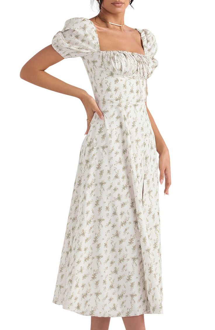 HOUSE OF CB Tallulah Puff Sleeve Midi Dress | Nordstrom Sublime Sun, Womens Boho Dresses, Boho Floral Maxi Dress, Long Knitted Dress, Midi Sundress, Elastic Waist Dress, Comfy Outfit, Boho Summer Dresses, Boho Floral Dress