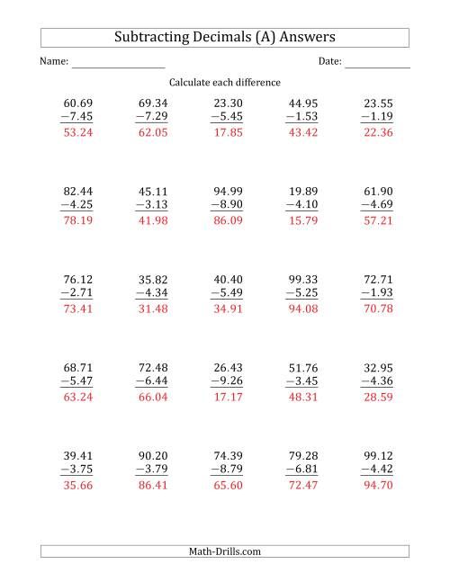 the subtracting worksheet is shown with numbers