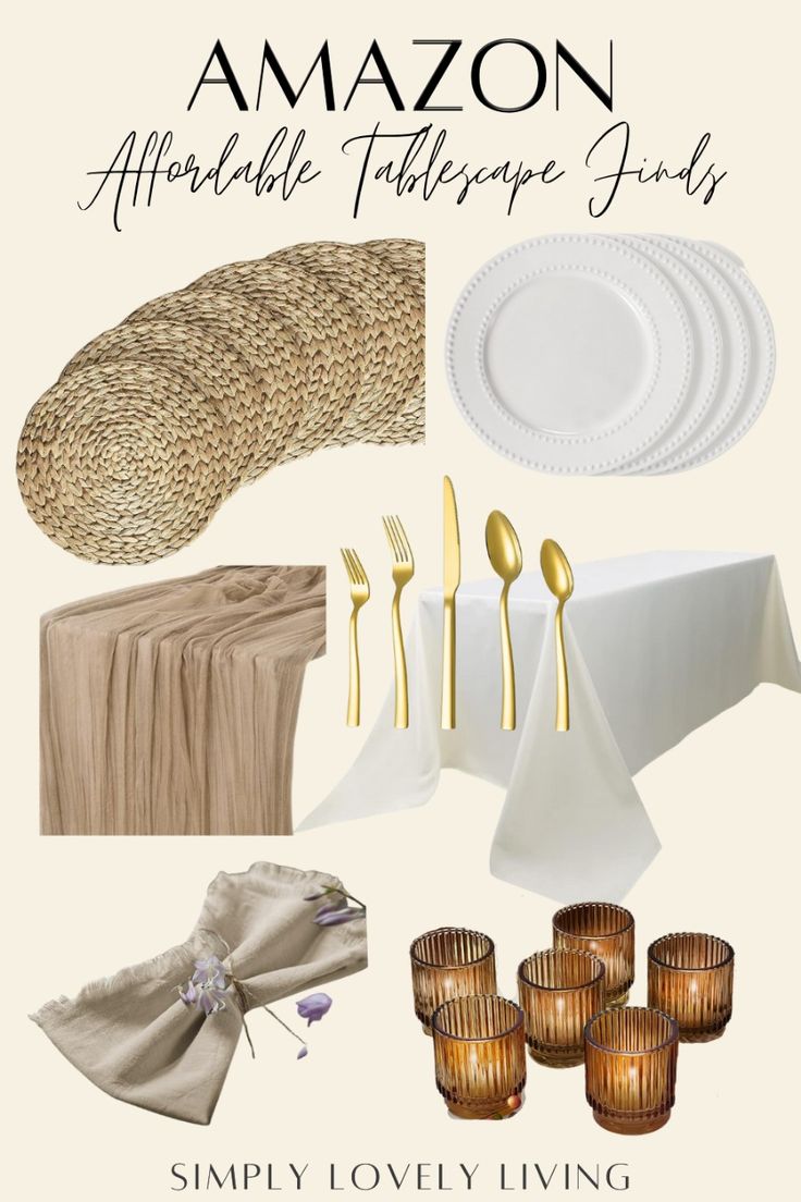 an assortment of tableware and napkins with the words amazon available for sale on it