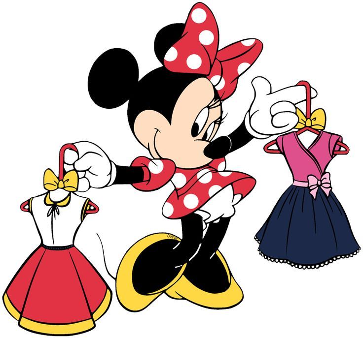 minnie mouse dancing with two dresses on her feet and one dress on the other side