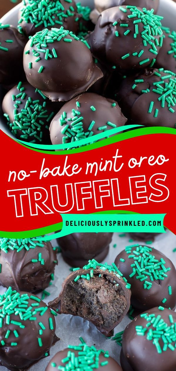 You're only a few hassle-free steps away from these no-bake Oreo balls! Made with mint Oreos and coated in chocolate these truffles are an impressive Christmas dessert. Plus, 5 ingredients are all you need for this easy holiday recipe! Truffles No Bake, Mint Oreo Balls, Mint Truffles, Mint Oreo Truffles, Andes Mint Truffles, Mint Oreo Dessert, Oreo Truffles Christmas, Peppermint Oreo Truffles Recipe, Impressive Christmas Dessert