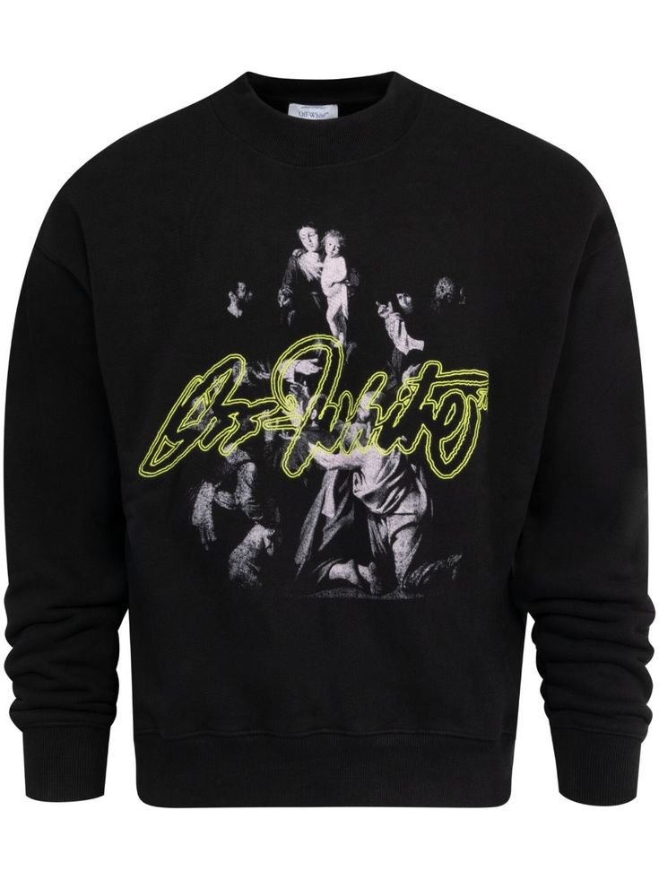 black/multicolour cotton crew neck long sleeves graphic print at the chest ribbed cuffs and hem graphic print to the rear internal logo patch Graphic Print Sweatshirt, Balenciaga Triple S, Custom Watch, Short Suit, Print Sweatshirt, Sweaters Knitwear, Mens Activewear, Jean Coat, Fashion Watches