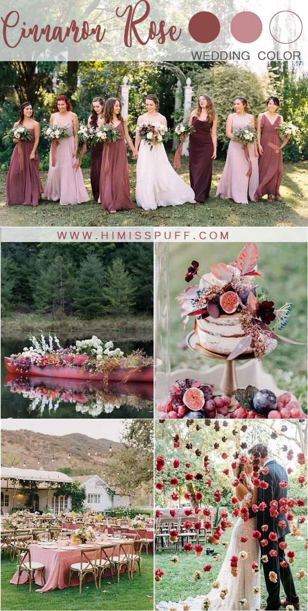 a collage of photos showing different wedding colors and flowers, with the words crimson rose on