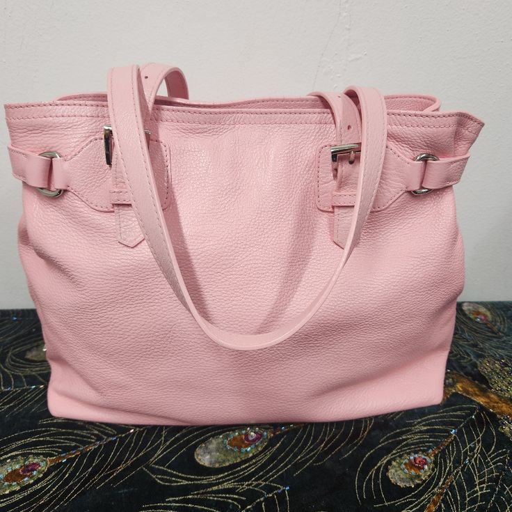 This Is Pretty In Pink Prada Bag. Had It Professionally Refurbished In Its Original Pink Color. There Is Some Normal Wear. No Rips Or Tears Or Loose Threads. Please See Pics For All Wear. Inside Pretty Clean Except For A Couple Pen Marks. 1 Inside Zipper Pocket. Drop Length On Strap Is Approx 9 Inches And Can Be Shortened. Bag Approx 13 1/2 W 11 H Inches. Please See Pics For Authenticity Purposes. Pink Satchel With Silver-tone Hardware And Double Handle, Pink Satchel With Silver-tone Hardware For Travel, Pink Bags With Silver-tone Hardware For Daily Use, Pink Top Handle Bags With Silver-tone Hardware, Pink Rectangular Bag With Silver-tone Hardware, Rectangular Pink Bag With Silver-tone Hardware, Chic Pink Satchel With Silver-tone Hardware, Designer Pink Bags For Everyday Use, Elegant Pink Shoulder Bag With Silver-tone Hardware