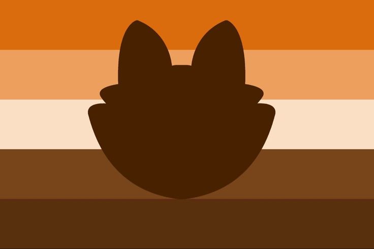 the silhouette of a cat is shown against an orange, brown and white striped background