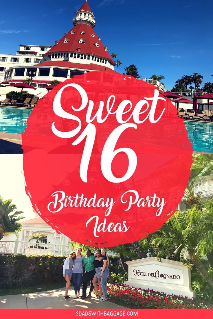 people standing in front of a pool with the words sweet sixteen birthday party ideas