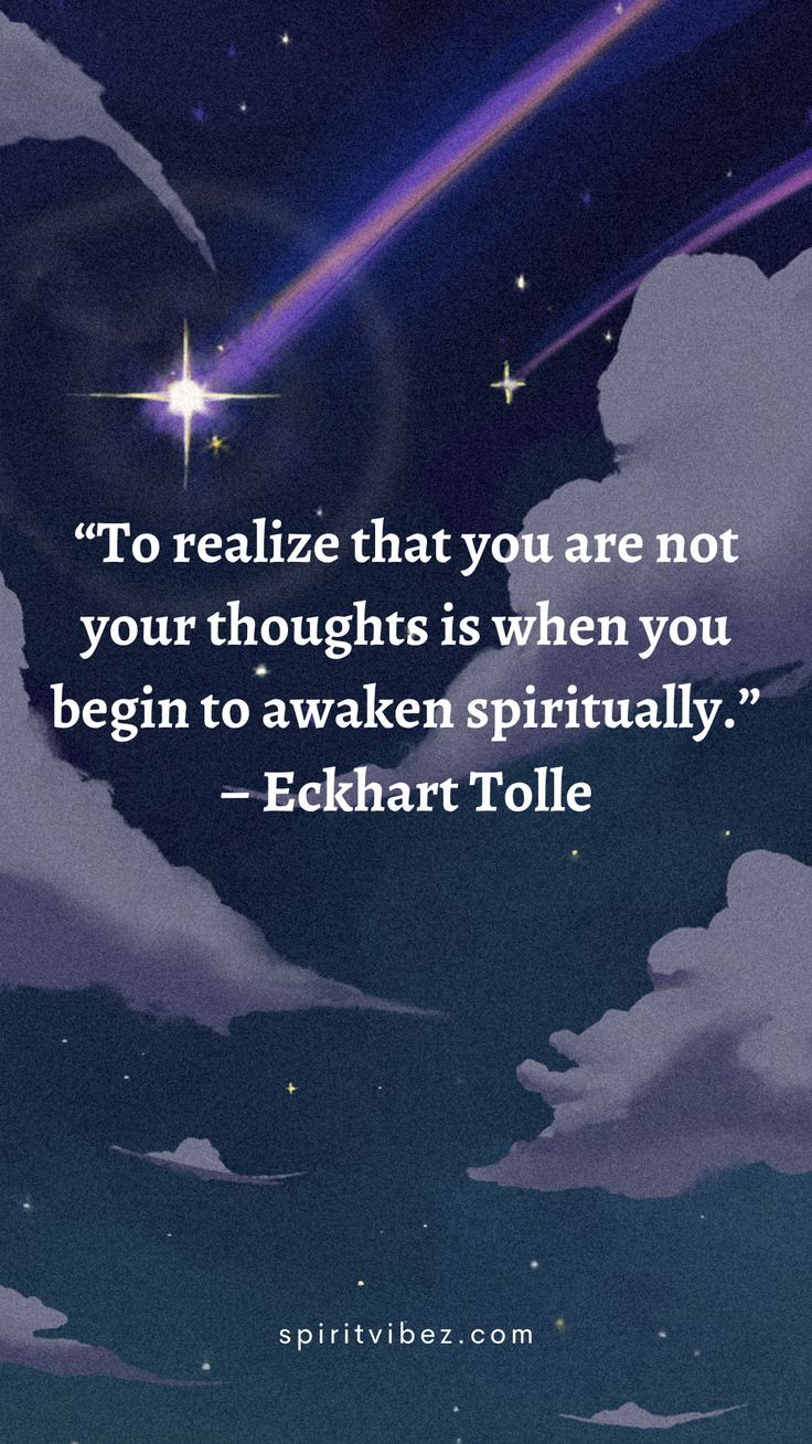 to realize that you are not your thoughts is when you begin to awaken spiritually. Spiritual Healing Quotes Inspirational, Good Spiritual Quotes, Deep Meditation Spiritual, Woke Quotes Spiritual, Deep Life Quotes Wisdom Spiritual, Mystic Quotes Spirituality, Spiritual Quotes Universe Positivity, Short Spiritual Quotes Universe, Mediumship Quotes