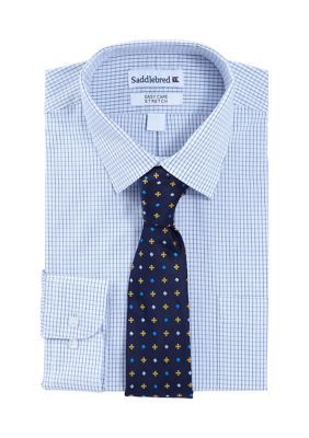 Shirt And Tie, Tie Pattern, Weekend Style, Tie Set, Blue Check, Check Shirt, Range Of Motion, Plaid Shirt, Stretch Cotton