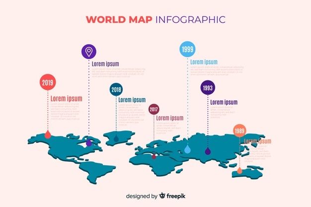 the world map is shown with different locations