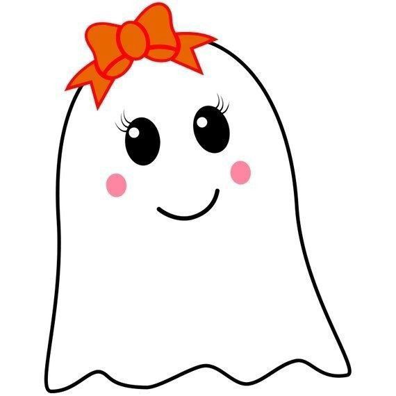 a ghost with a bow on its head