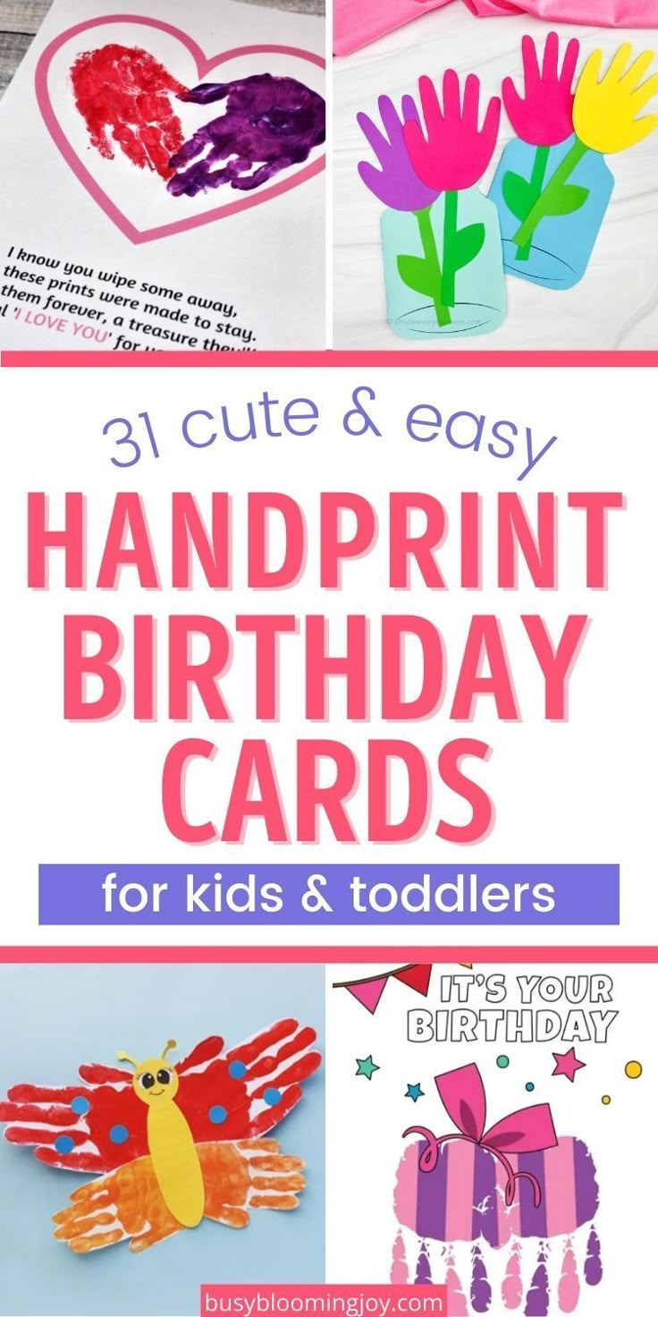 handprint birthday cards for kids and toddlers that are easy to make with paper