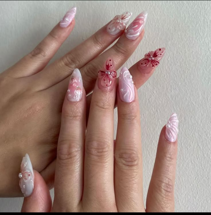 Pink Fairy Nails Aesthetic, Nails 23, Uñas Ideas, Different Types Of Nails, Nails Aesthetic, Aesthetic Nails, Inspired Nails, Nails 2024, Acrylic Nails Coffin Short