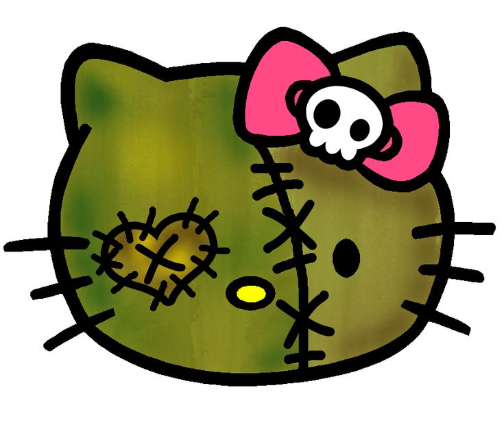 a drawing of a hello kitty with a skull on it