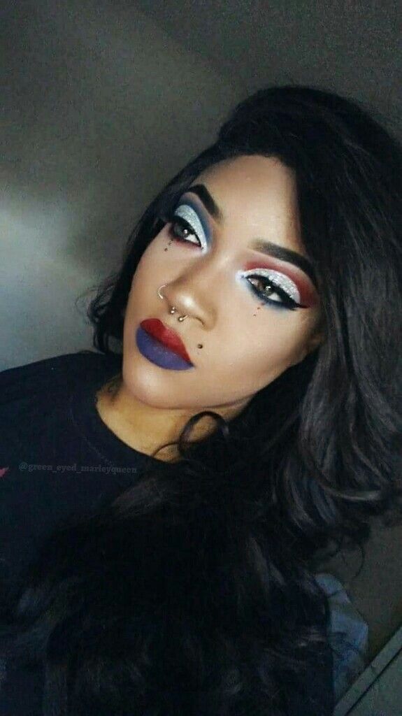 Red White And Blue Eye Makeup, Rope Dart, Blue Cut Crease, Yellow Eye Makeup, Blue Lipstick, Yellow Eyes, Blue Eye Makeup, Cut Crease, Makeup Obsession