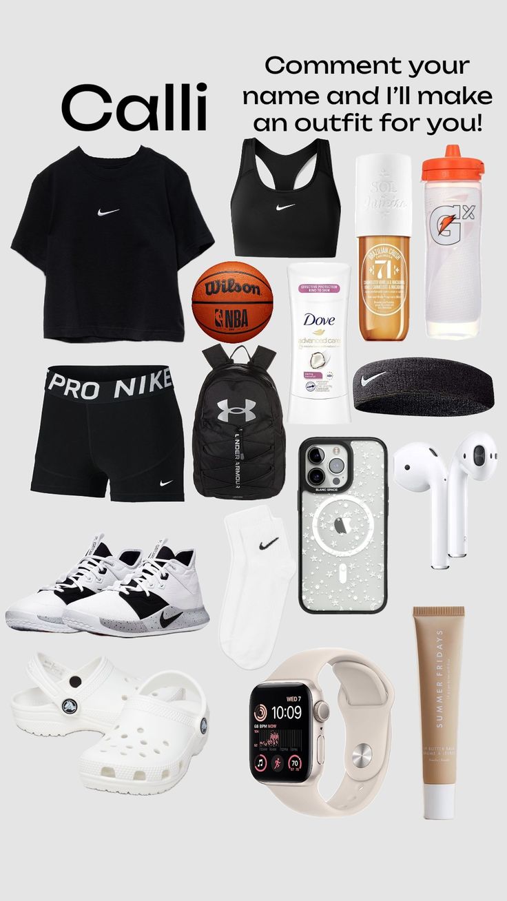 @ifreakinglovebasketball40 here you go! commet your name and ill make an outfit for you! #fit #basketballfit #basketball #basketballoutfit What To Put In A Basketball Bag, What To Pack For Basketball Practice, Basketball Tryouts Outfit, Cute Basketball Outfits, Basketball Outfit For Women Practice, Sports Bag Essentials, Basketball Essentials, Sport Tips, Outfit Basketball