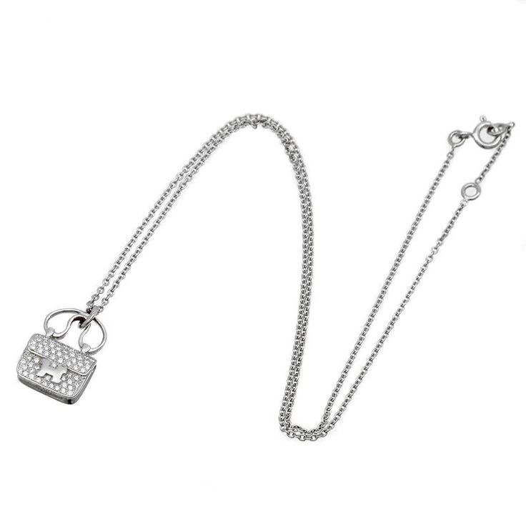 Hermes Constance Charm Diamond Pendant Necklace 0000626 White Gold Pendant Necklace, Hermes Jewelry, Hermes Constance, White Gold Pendant, White Gold Chains, Diamond Charm, Charm Pendant Necklace, White Gold Jewelry, Diamond Pendant Necklace