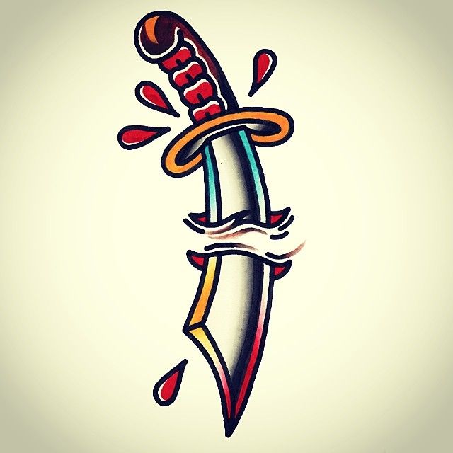 Cutlass Tattoo, Curved Dagger Tattoo, Old School Knife Tattoo, Old School Dagger Tattoo, Dagger Traditional Tattoo, Traditional Knife Tattoo, Dagger Tattoo Traditional, Traditional Bear Tattoo, Traditional Dagger Tattoo