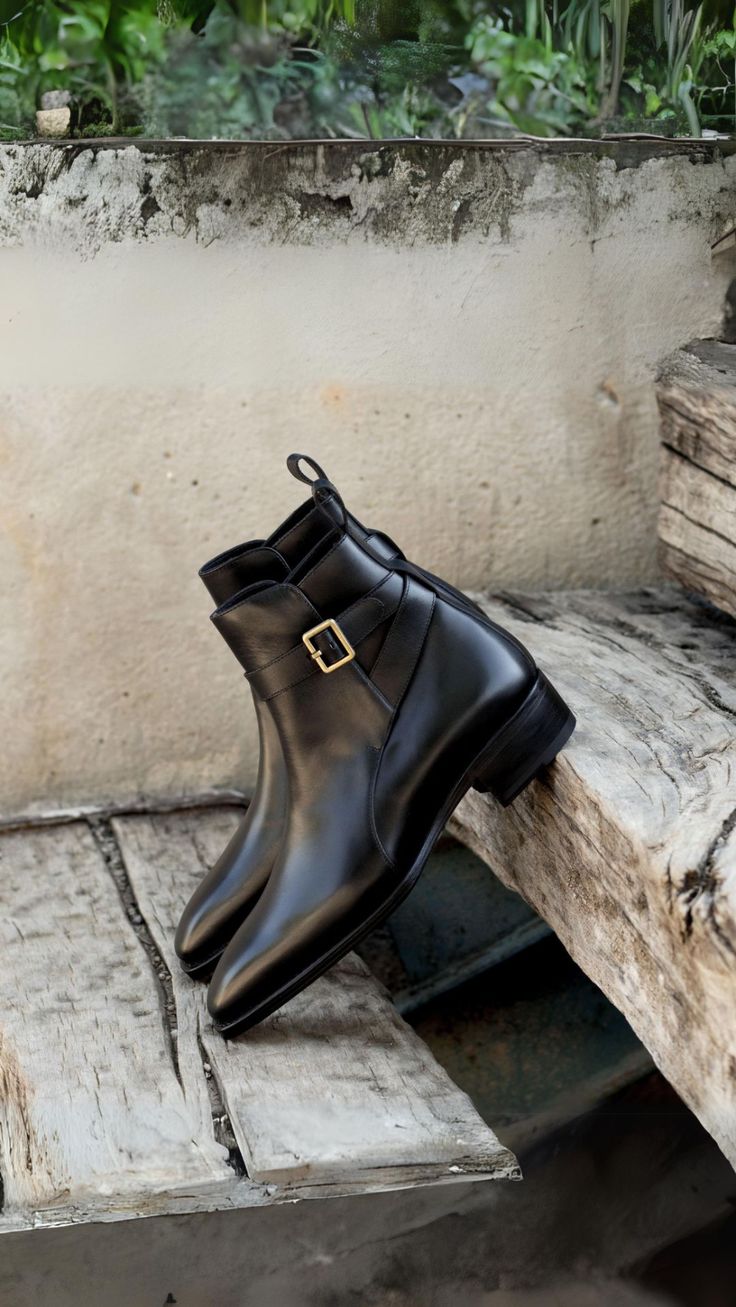 Rush St. Men's Jodhpur Boots No.8019 | Robert August Luxury Bridle Leather Boots For Formal Wear, Luxury Bridle Leather Boots For Formal Occasions, Vintage Formal Boots With Buckle Closure, Jodhpur Boots, The Rush, Footwear Collection, Jodhpur, Goodyear Welt, Black Box