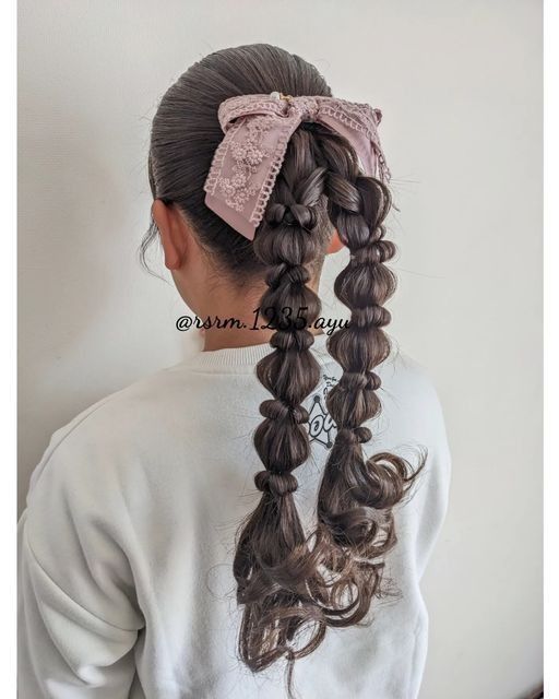 Cute Hairstyle, Hair Arrange, Trendy Hairstyle, Ribbon Hairstyle, Hairdos For Curly Hair, Hair Stylies, Work Hairstyles, Hair Stylist Life, Aesthetic Hair