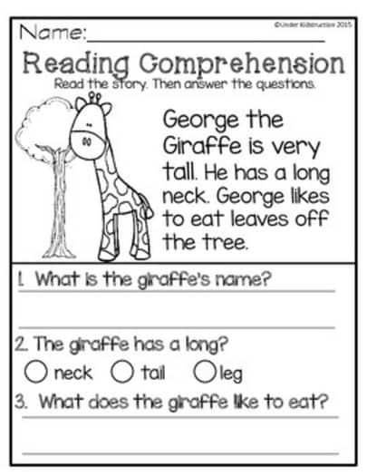 reading worksheet for grade 1 students to practice reading the giraffes