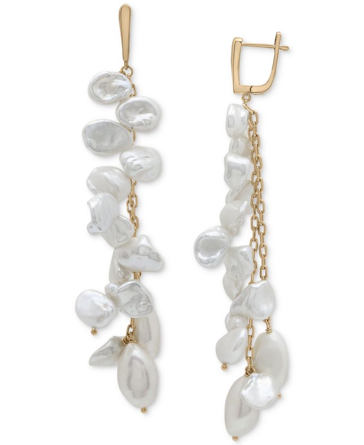 Graceful clusters of cultured freshwater pearls dangle from huggie hoops in these beautiful linear drop earrings. Freshwater Cultured Pearls, Jewelry Repair, Gold Plated Sterling Silver, Online Jewelry, Fresh Water, Silver Gold, Freshwater Pearls, Jewelry Watches, Gold Plate