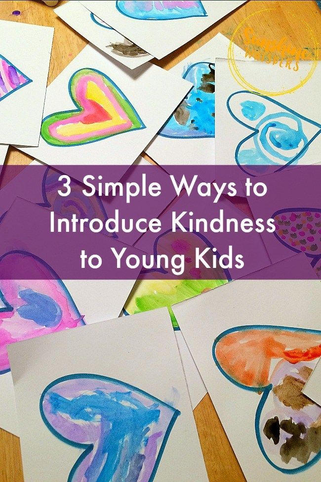 children's handprints with the words 3 simple ways to introduce kindness to young kids