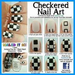 Nascar Nails, Checkered Nail Art, Racing Nails, Checkered Nails, Ten Nails, Edgy Nails, Nails Polish, Nail Art Hacks, Nail Art Tutorial