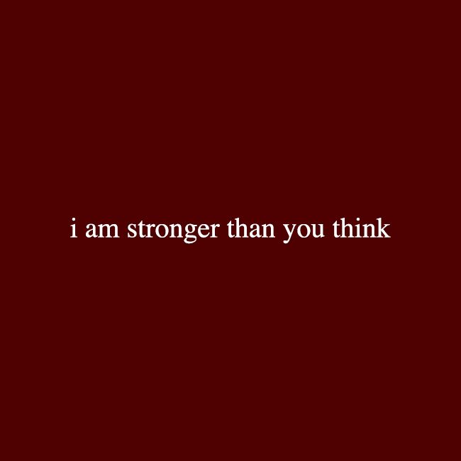 the words i am stronger than you think are in white on a red background