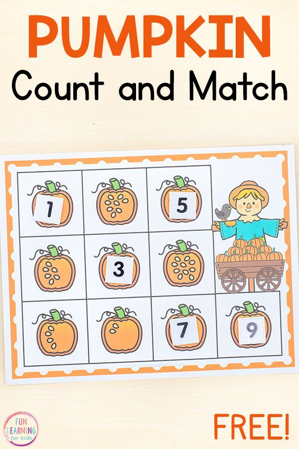 a printable pumpkin count and match game for kids