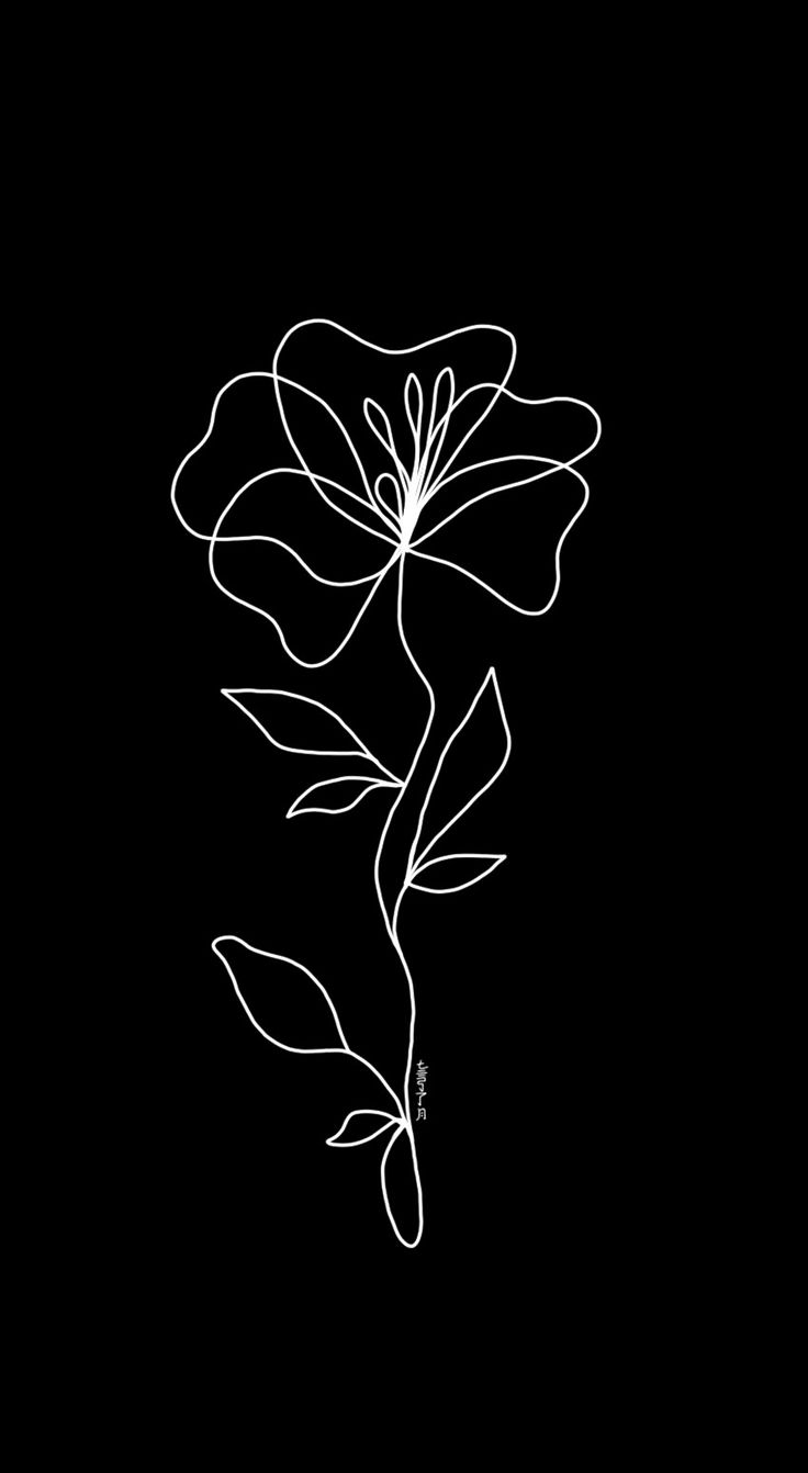 a black and white drawing of a flower