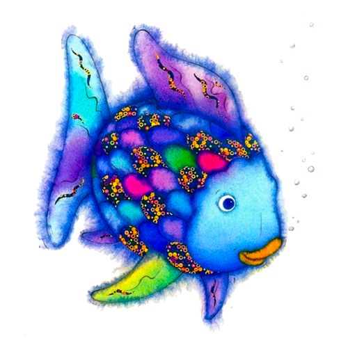 an image of a colorful fish with bubbles on it