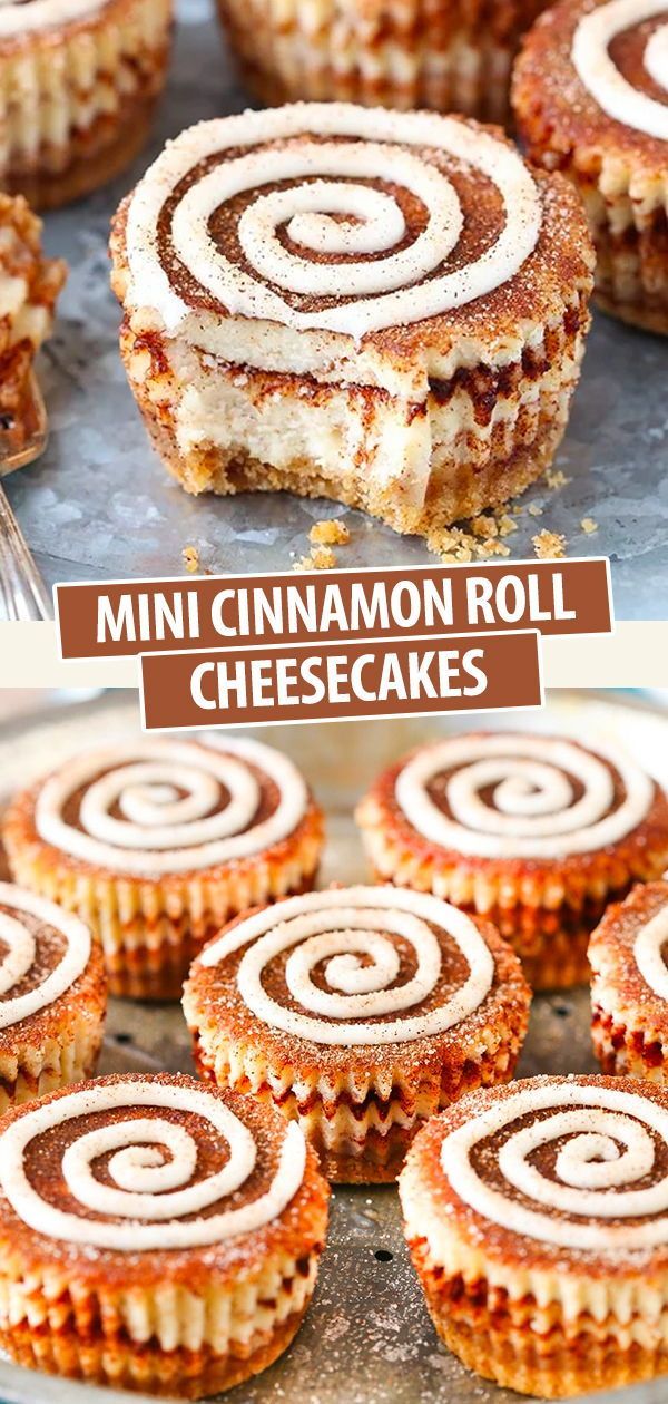 mini cinnamon roll cheesecakes on a baking sheet