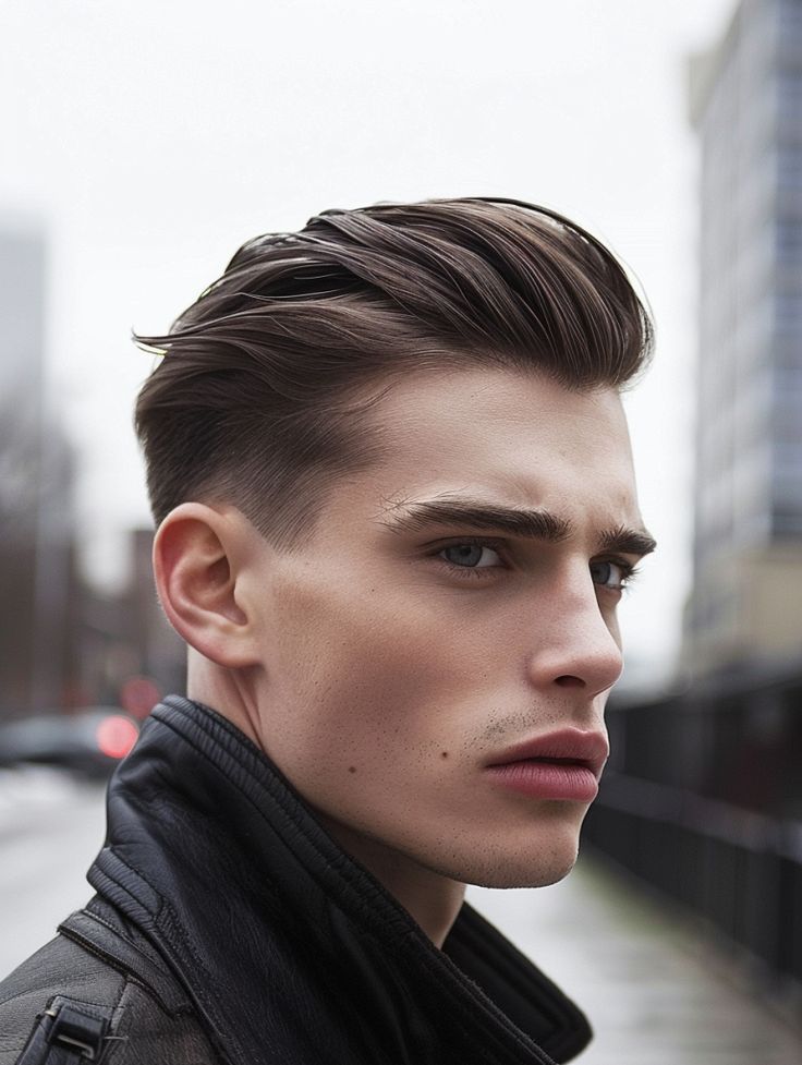 Professional Hair, Slicked Back Hair Men, Slick Back Hair Men, Slick Back Undercut, Mens Slicked Back Hairstyles, All Back Hairstyle, Slick Back Haircut, Mens Modern Hairstyles, Low Skin Fade