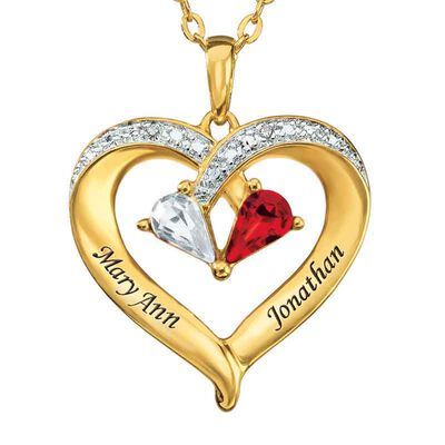 Forever Together Crystal & Diamond Heart Pendant, Forever Together, Diamond Birthstone, Couple Necklaces, Danbury Mint, Couple Jewelry, Heart Pendant Diamond, Birthstone Pendant, Handmade Jewelry Gift, Open Heart