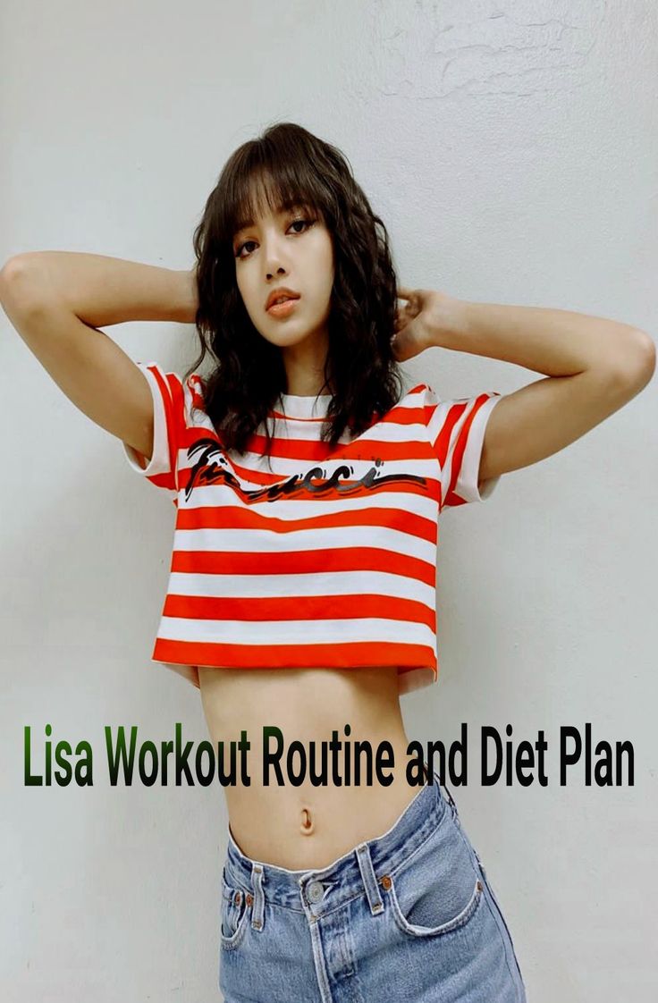 a woman with her hands behind her head and the words, lisa workout routine and diet plan